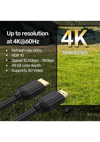 Unıtek Hdmı2.0 Kablo 20MT 4K&60Hz (C11079BK-20M) modelleri