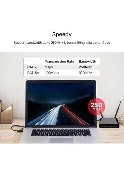 Unıtek Cat6 Patch Kablo 20MT Flat 1gbps, Siyah (C1815GBK) fiyatları