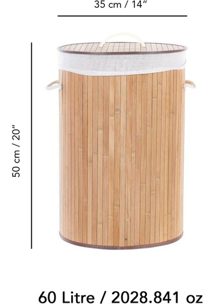 Katlanabilir Bambu Çamaşır Sepeti, 60 L, Bej, 35x50 cm indirimleri