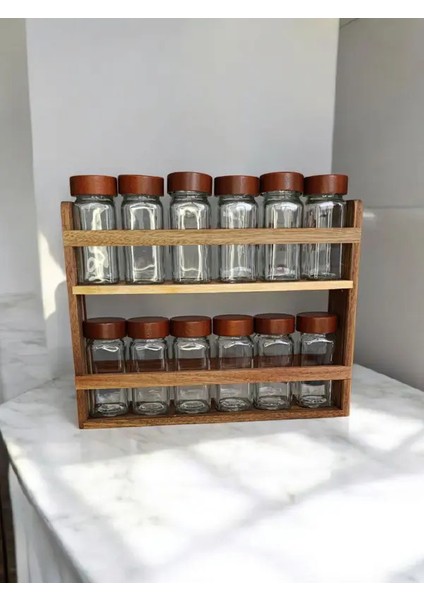 Akasya Standlı Iki Katlı 12'li Baharatlık Takımı modelleri