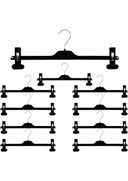 Siyah Plastik Pantolon ve Etek Askısı, 10'lu Paket, Esnek ve Hafif Tasarım