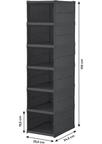 6 Katlı Modüler Gri Ayakkabılık, Katlanabilir ve Istiflenebilir Plastik Dolap fiyatları