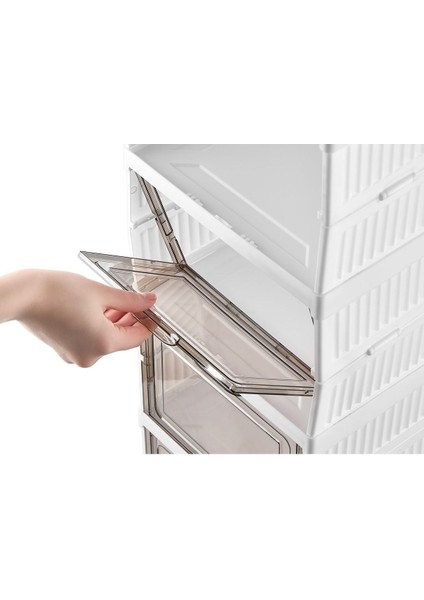 6 Katlı Modüler Gri Ayakkabılık, Katlanabilir ve Istiflenebilir Plastik Dolap fırsatları