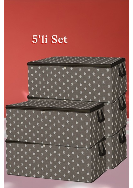 Büyük Boy Hurç Seti, Giysi ve Yastık Saklama, 64x45x22, Gri, 5'li, Dayanıklı Malzeme