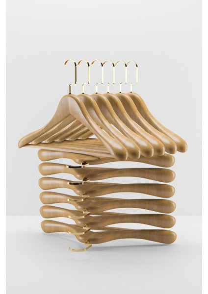 2'li Ahşap Askı Seti, Kalın Omuz Tasarımı, 5.5cm, Şık ve Dayanıklı Materyal