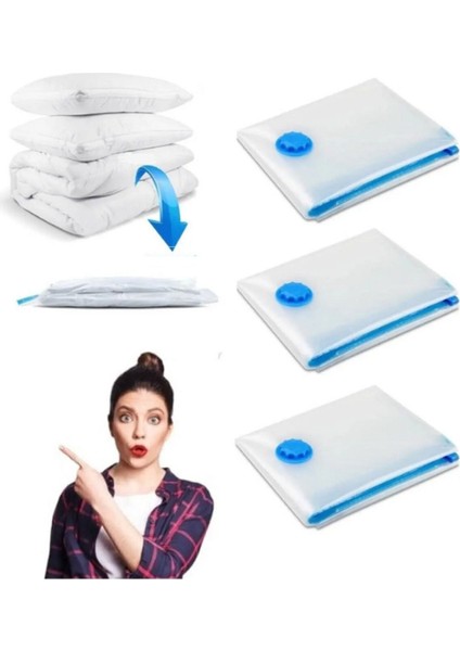 Set 3 vakumlu poşet, 90x120 cm, jumbo boyut, beyaz renk, pratik saklama çözümü modelleri