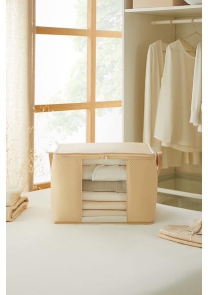 Orta Boy Pencereli Bej Balıksırtı Kazak Pike Battaniye Hurcu 45X40X30 modelleri