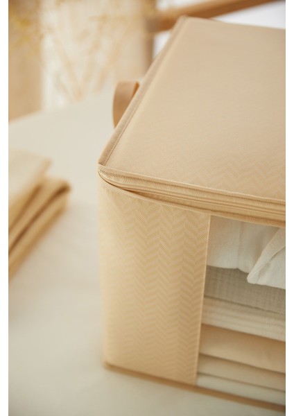 Orta Boy Pencereli Bej Balıksırtı Kazak Pike Battaniye Hurcu 45X40X30 fırsatları