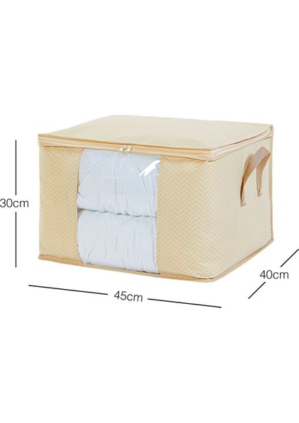 Orta Boy Pencereli Bej Balıksırtı Kazak Pike Battaniye Hurcu 45X40X30