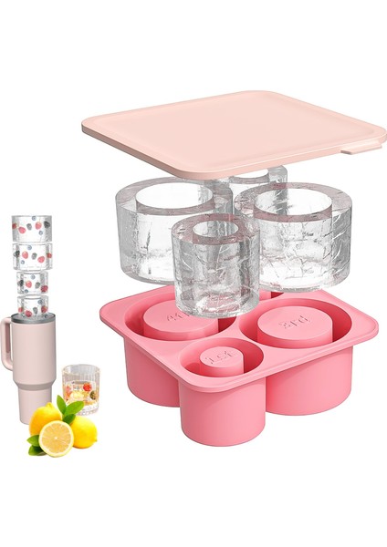 Quencher 20-30-40 Oz Termos Aksesuar 4 Bölmeli Kapaklı Silikon Buz Kalıbı
