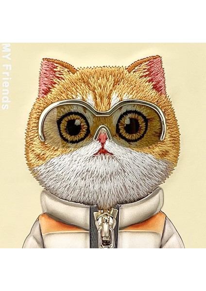 iPhone 16 Pro Uyumlu 3D Gözlük Fermuar Hipster Kedi Nakış İşlemeli Kabartmalı Cool Cute Kılıf fiyatları