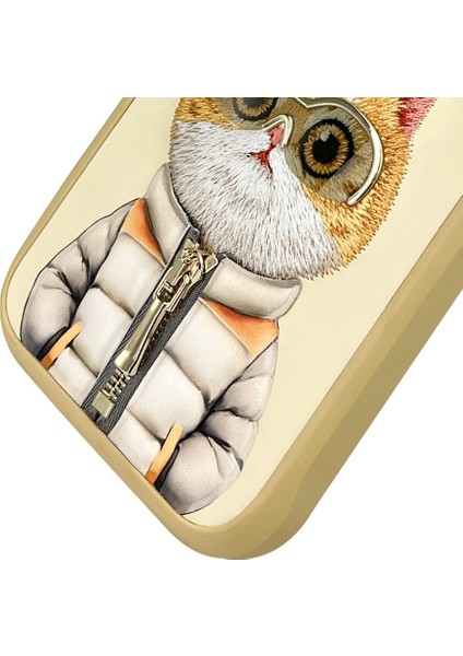iPhone 16 Pro Uyumlu 3D Gözlük Fermuar Hipster Kedi Nakış İşlemeli Kabartmalı Cool Cute Kılıf modelleri