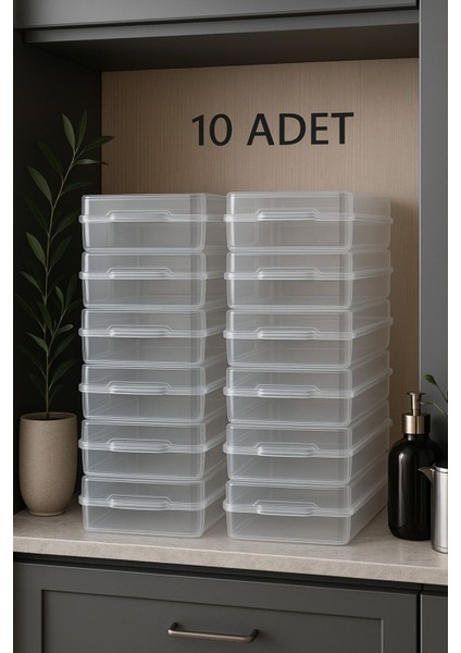 Şeffaf Kadın Ayakkabı Saklama ve Organizer, 10 Parça, Beyaz