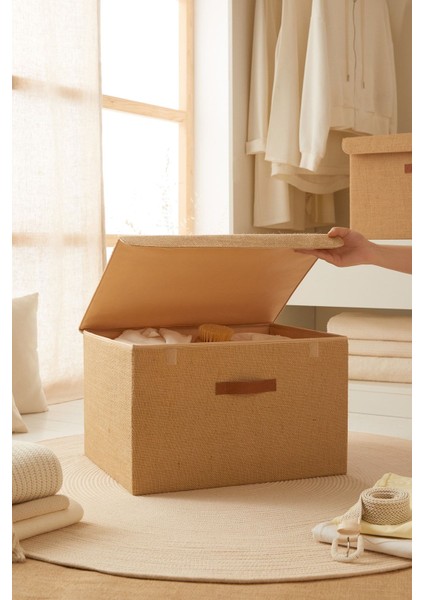 Jüt Kapaklı Dolap Içi Çamaşır Oyuncak Düzenleyici Katlanır Saklama Kutusu 48X40X30 fiyatları