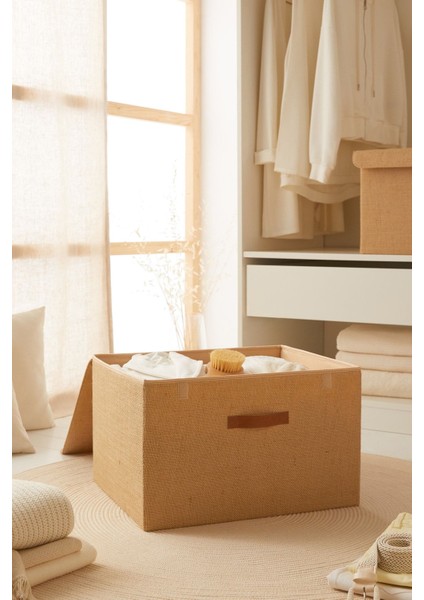 Jüt Kapaklı Dolap Içi Çamaşır Oyuncak Düzenleyici Katlanır Saklama Kutusu 48X40X30 modelleri