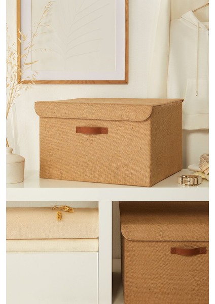 Jüt Kapaklı Dolap Içi Çamaşır Oyuncak Düzenleyici Katlanır Saklama Kutusu 48X40X30 fırsatları