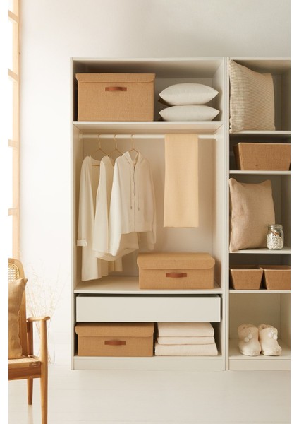 Jüt Kapaklı Dolap Içi Çamaşır Oyuncak Düzenleyici Katlanır Saklama Kutusu 48X40X30 indirimleri