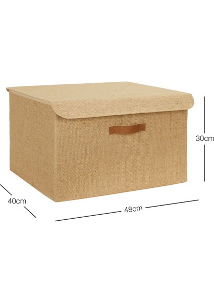 Jüt Kapaklı Dolap Içi Çamaşır Oyuncak Düzenleyici Katlanır Saklama Kutusu 48X40X30