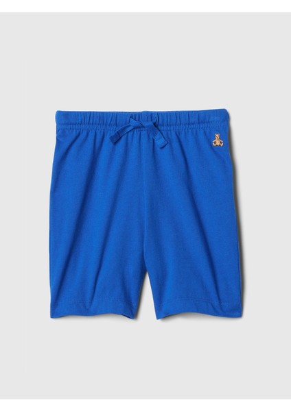 Erkek Bebek Mavi Brannan Bear Işlemeli Jersey Pull-On Şort