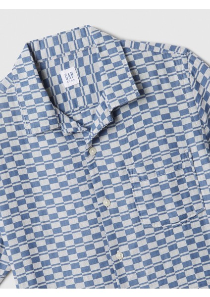 Erkek Çocuk Mavi Desenli Gauze Gömlek fiyatları