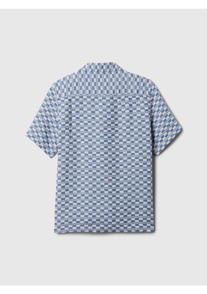 Erkek Çocuk Mavi Desenli Gauze Gömlek modelleri