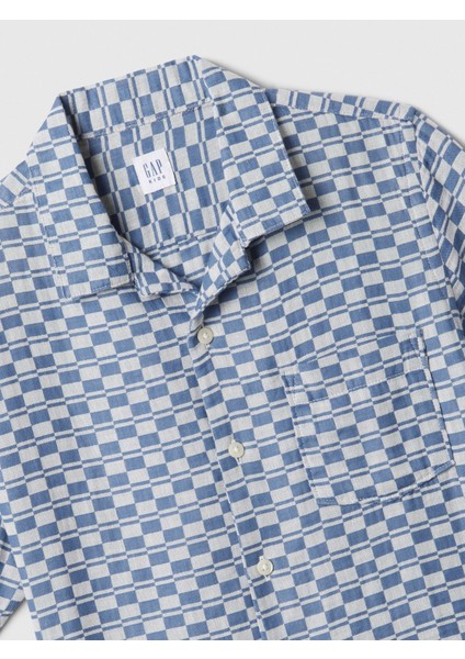 Erkek Çocuk Mavi Desenli Gauze Gömlek fırsatları