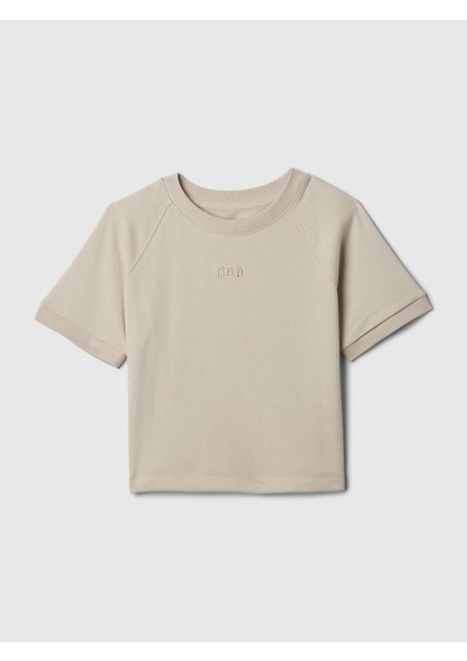 Kız Çocuk Bej Mini Gap Logo Raglan Sweatshirt