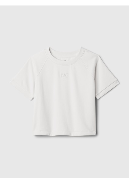 Kız Çocuk Kırık Beyaz Mini Gap Logo Raglan Sweatshirt
