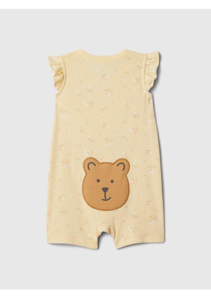 Bebek Sarı Fırfır Kollu Brannan Bear Grafikli Tulum