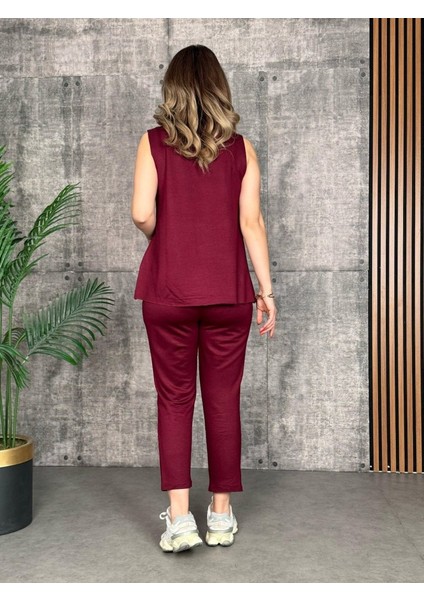 Kadın Askılı Yuvarlak Yaka Viskon Iki Iplik Bluz ve Eşofman Altı Ikili Takım fırsatları