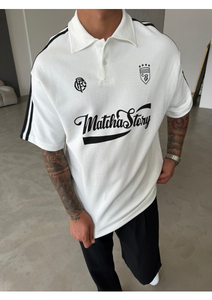 Matcha Story Polo Yaka T-Shirt- Beyaz fırsatları
