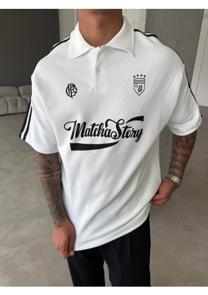 Matcha Story Polo Yaka T-Shirt- Beyaz indirimleri