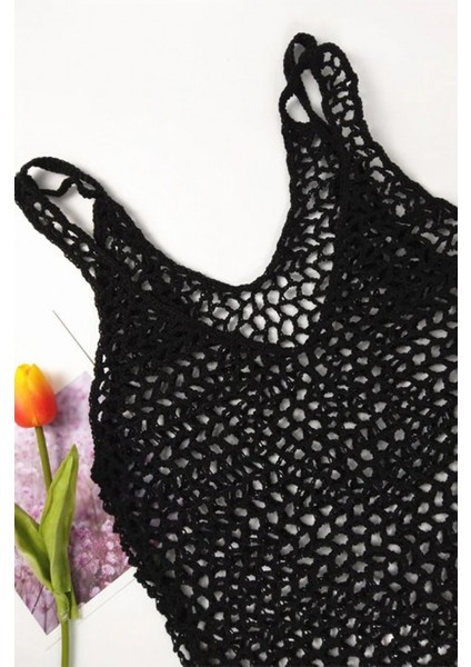 Kadın File Desen Tam Boy Askılı Triko Pareo fırsatları