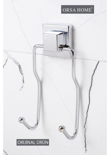 601 Kare Yapışkanlı 2 Li Askı Krom