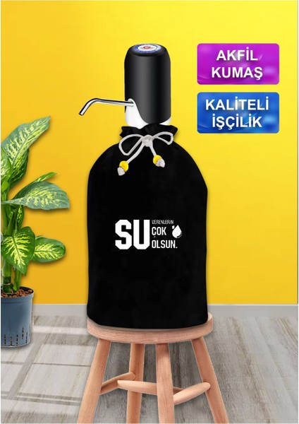 Şık Siyah Kumaş Damacana Kılıfı, Su Verenler İçin Koruyucu ve Estetik Tasarım