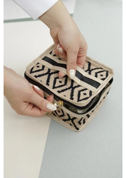 Mini Mücevher Takı Kutusu - Kolye, Yüzük, Küpe Ve Kolye Düzenleyici Seyahat Takı Mücevher Çantası