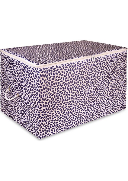 Büyük Boy Lacivert Yaprak Desenli Yastık Yorgan Kazak Hurcu 64x41x35