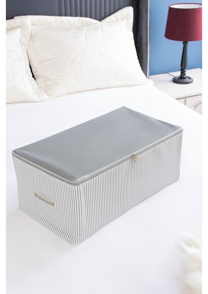 Antrasit Çizgili Küçük Hurç, 52x28x21 cm, şık ve kullanışlı depolama alanı