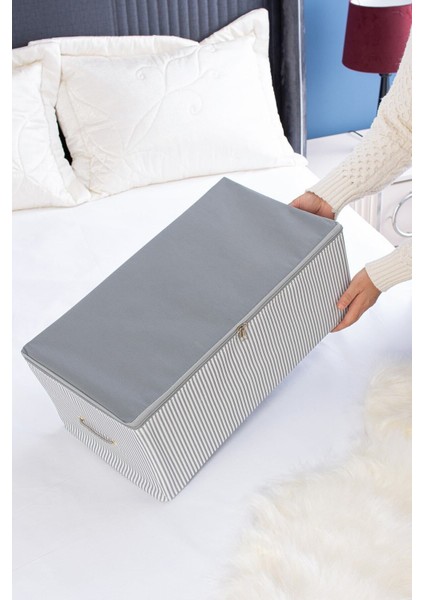 Antrasit Çizgili Küçük Hurç, 52x28x21 cm, şık ve kullanışlı depolama alanı fiyatları