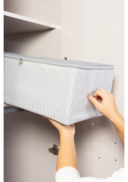 Antrasit Çizgili Küçük Hurç, 52x28x21 cm, şık ve kullanışlı depolama alanı modelleri