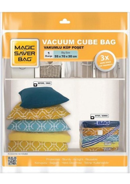 Gri Vakumlu Küp Poşet, Pratik ve Şık Saklama Çözümü, Mika Materyal