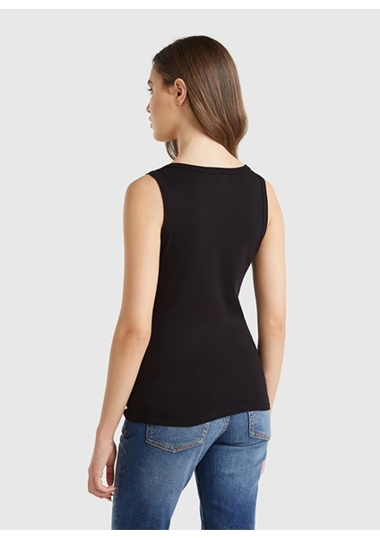 Siyah Kadın Yuvarlak Yaka Slim Fit Atlet 3GA2DH010 fiyatları