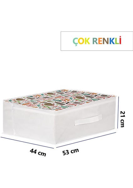 Sevimli Hayvan Desenli Çok Renkli Baza Altı ve Dolap İçi Organizer 53x44x21 cm fiyatları