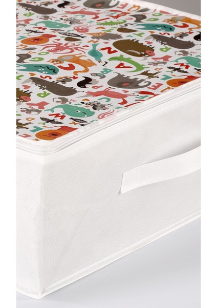 Sevimli Hayvan Desenli Çok Renkli Baza Altı ve Dolap İçi Organizer 53x44x21 cm modelleri