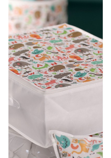 Sevimli Hayvan Desenli Çok Renkli Baza Altı ve Dolap İçi Organizer 53x44x21 cm fırsatları