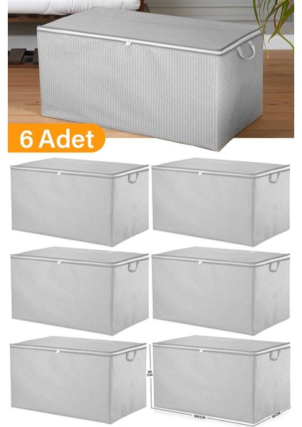 6 Adet Gri Benekli Yorgan Hurcu, 75x45 cm, Polipropilen, Şık ve kullanışlı