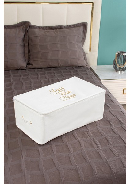 Beyaz Baskılı Küçük Hurç, Şık ve Nefes Alan, Çok Amaçlı Depolama Çözümü