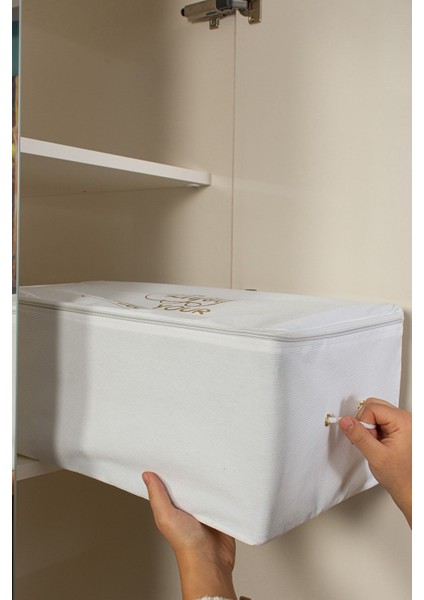 Beyaz Baskılı Küçük Hurç, Şık ve Nefes Alan, Çok Amaçlı Depolama Çözümü fırsatları