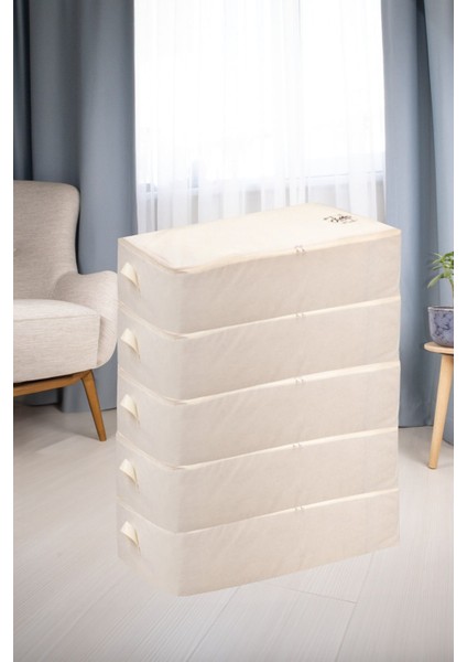 5'li Organizer Seti, 74x46x22, Bej, Pratik ve Şık Düzenleyici Hürç