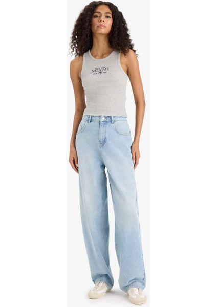Slim Fit Dar Kesim Baskılı Halter Yaka Fitilli Kaşkorse Atlet F6240AX25HS